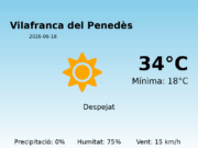 AEMET: El temps per a Vilafranca del Penedès – 18 de Juny de 2026