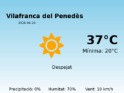 Previsió de l’AEMET a Vilafranca del Penedès avui 23 de Juny de 2026
